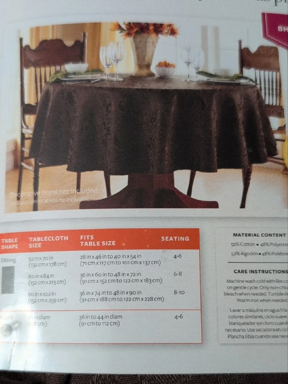 Better Homes And Gardens Brown Paisley Jacquard Round Tablecloth